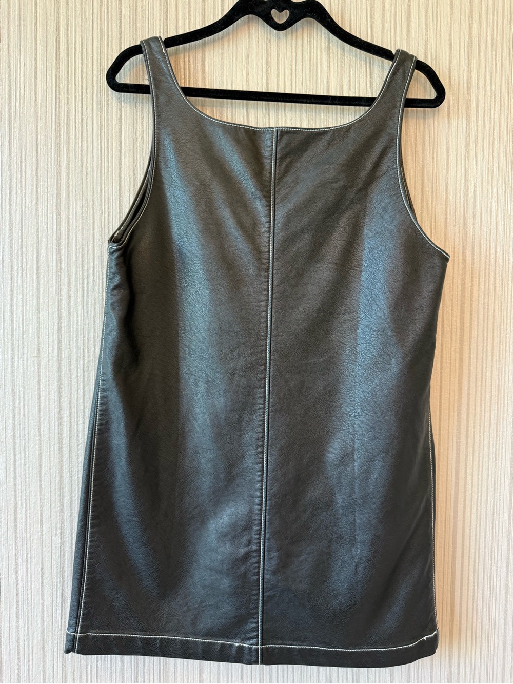 Urban Outfitters Black Faux Leather Mini Dress with White Topstitch - Picture 2 of 4